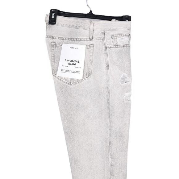 Frame Men's L'Homme Slim-Fit Mid-Rise Jeans Calverton Distressed 29x33 NWT - Picture 5 of 9